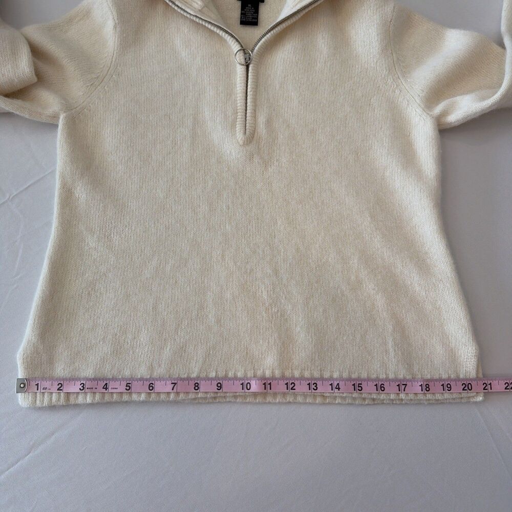 Vtg Angora Lambswool Sweater Womens Sz XL (Fits M) Cream Rafaella 1/2 Zip Funnel - Picture 8 of 13